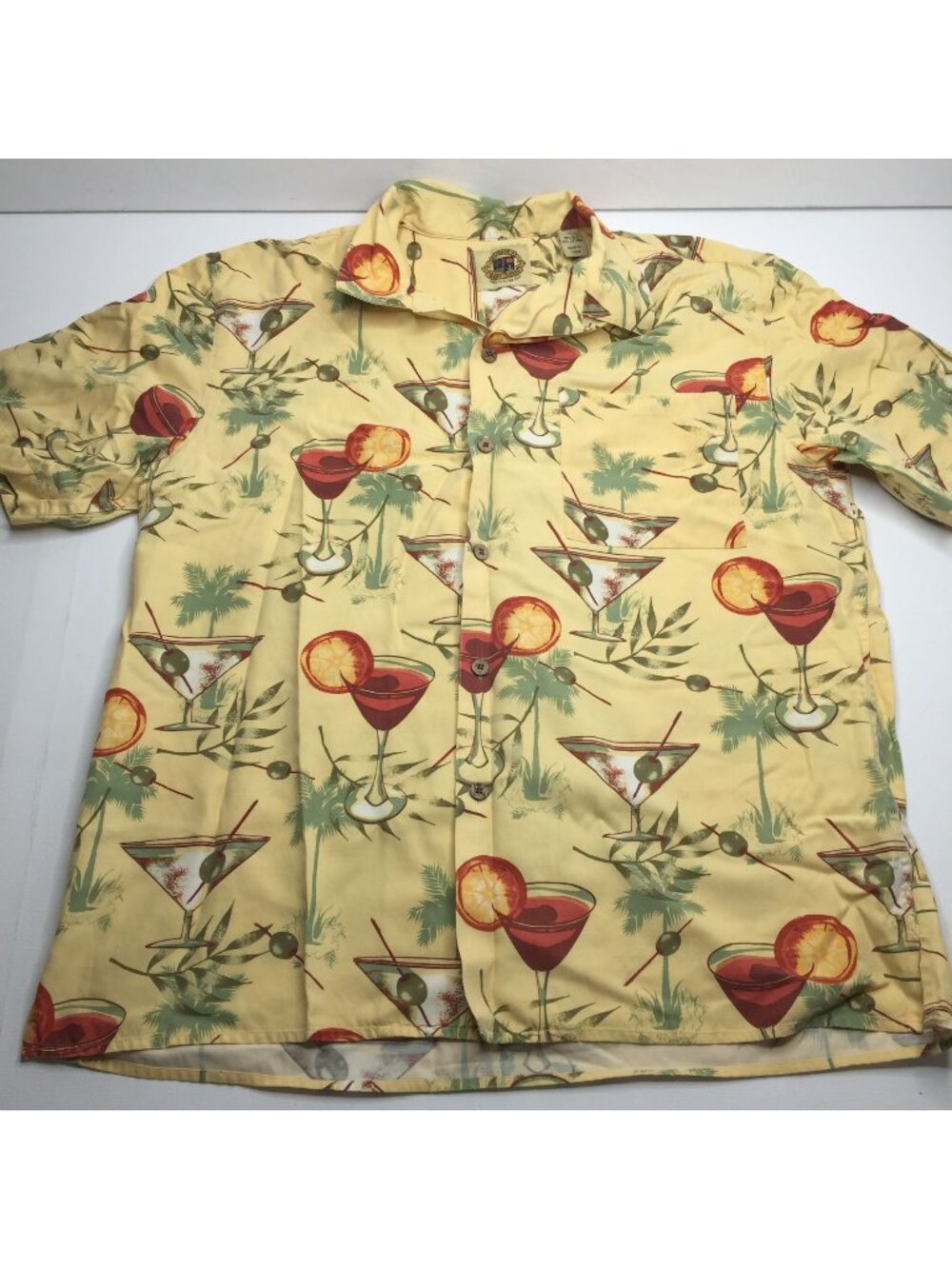 Pusser's West Indies Men's Hawaiian Shirt Palms Surfing Wine Martinis Size M Med